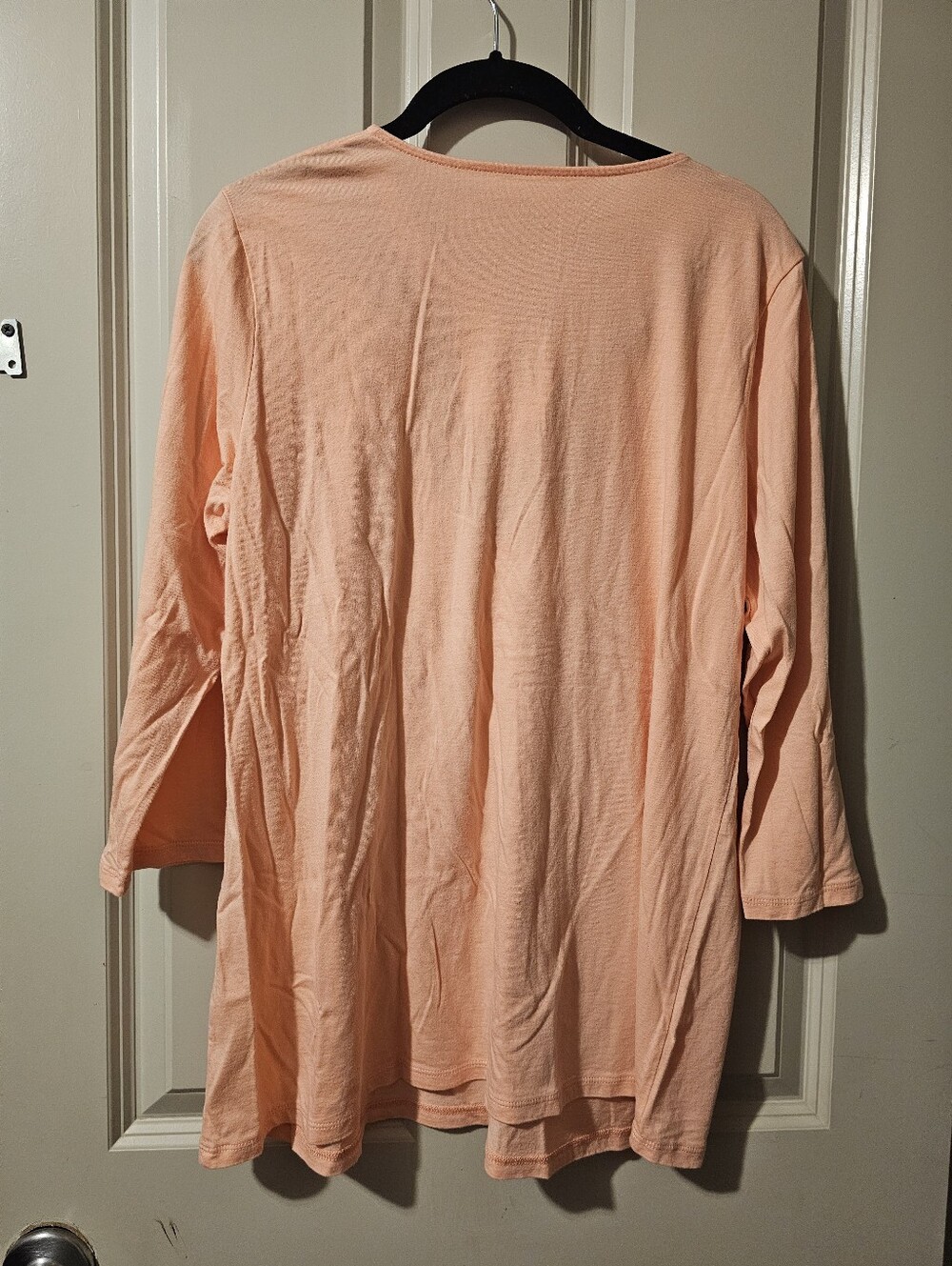J. Jill Shirt Top Blouse Pullover Women's L V-Neck Peach Cotton Embroidered - Picture 6 of 6